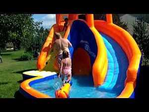 Kids playing on new Banzai SideWinder waterslide 8 2010