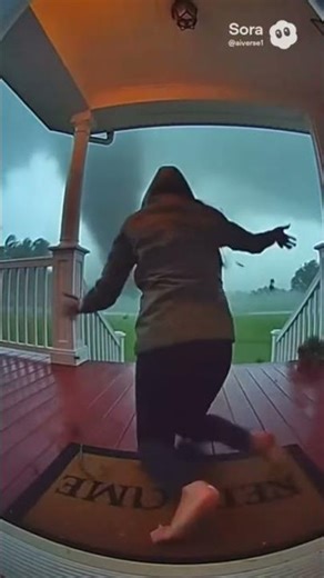 Terrified Cat vs. Tornado: Storm Chaos Caught on Camera 🌪️🐱
