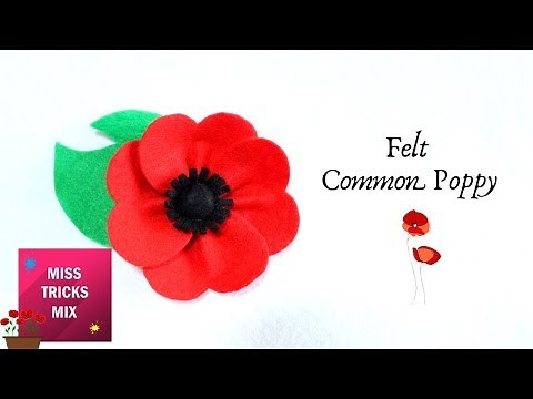 Felt Red Common Poppy Flower | Spring Crafts.