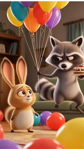 Labubu vs Naughty Raccoon | Crazy Kitchen Chase 😂 🦝 #animation #funny #cute #cartoon #kids #disney