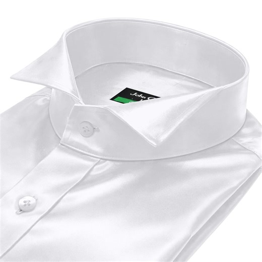 Men's White Satin Wing Collar Shirt Black Tie Event Tuxedo Dress Luxury Evening Partywear - Etsy