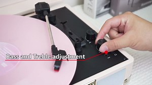 Record Player with Enhanced Speakers 3-Speed Bluetooth Suitcase Portable Vinyl Record Player Treble & Bass Control Belt Drive Vinyl Vintage Turntable AUX Line-in/Out, Creamy