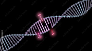 DNA editing, repair, engineering. Extraction of segements.Diagonal view.3d animation