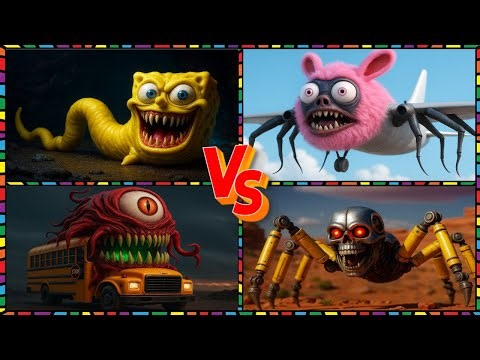 🚂👀😱 SpongeBob Head Eater 😱🆚 Pinki Infected Sky😱🆚 Bus Eater 🆚 Skeleton Excavator- Coffin Dance Song🎶
