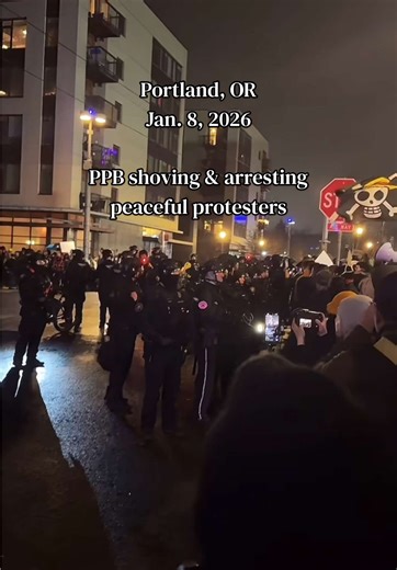 Portland, OR on January 8, 2026; PPB shoving & arresting peaceful protesters; Video via @relax1to net live stream (follow relax’s other account @relax1to’s.⚡️ as well) #pdx #portland #rightnow #wedding #fyp
