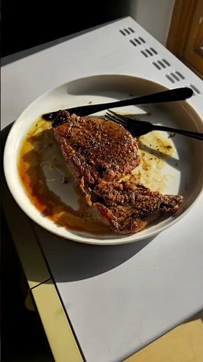 Cooking and Trying Bison Ribeye for the First Time 🔥😋👌🏾 #shorts #bison