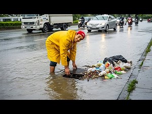 Street Flood Vanishes After Intense Drain Cleaning!