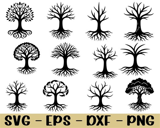 Simple Tree With Roots Svg, Dxf, Png - Etsy