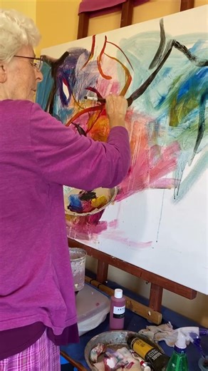 Starting a new acrylic abstract painting: Life Is Big. Dream. (Sill in process)