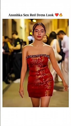Anushka Sen's Stunning Red Dress Look ❤️🔥 | Gorgeous Fashion Style #Shorts #anushkasen