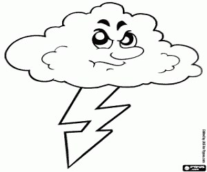 Storm, lightning and thunder coloring page printable game