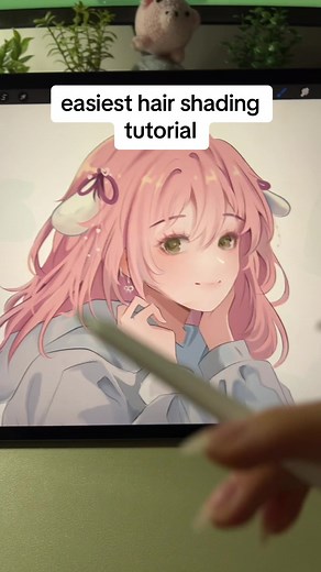 easy hair shading tutorial yay #digitalart #drawing #artprocess #animeart beginner digital art rendering