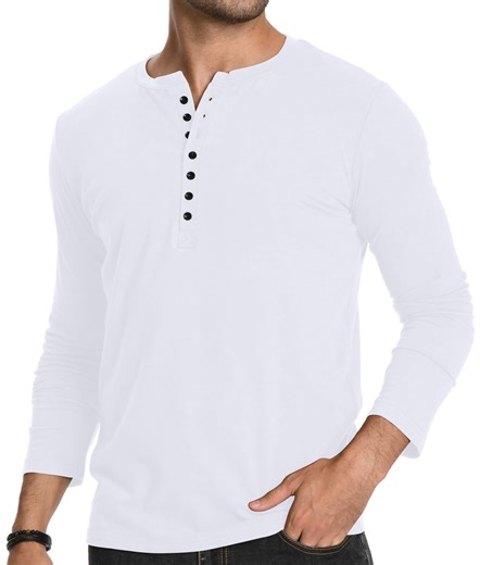 HAOMEILI Men's Henley Shirts Short/Long Sleeve Button T-Shirt Lightweight Fashion Casual Pullover Shirt