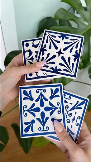 2 ways to make these tile coasters 🔷 #crafts (this was made as an ad for another platform)