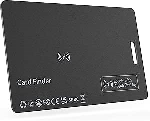 Wallet Tracker Card, Wireless Rechargeable and Reusable Wallet Finder Works with Apple Find My(iOS Only), Item Locator for Wallet, Luggage Tags and More