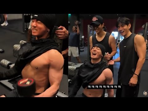 WTF BTS JUNGKOOK!! Insane Shirtless Workout with Taehyung and RM