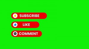 subscribe like comment effect on green screen animation motion graphic with chroma key for youtube, Easy removed green screen. High resolution.