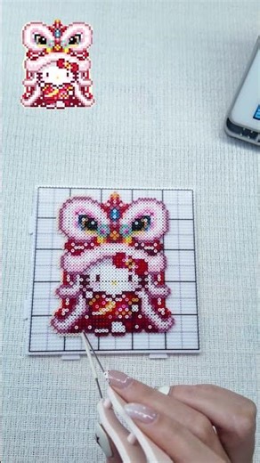 So Festive! Chinese Lion Dance Perler Beads#PerlerBeads #LionDance #LunarNewYear #Chinese