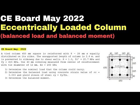 CE Board May 2022 - Eccentrically Loaded Column (balanced load and balanced moment)