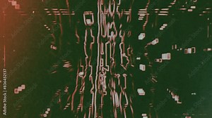 Heavily distorted shapes in fast impactful motion on a black background with film style particle effects, light, leaks and distortions