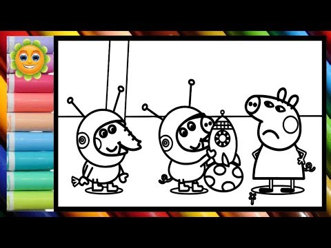 Peppa Pig is happily playing with her family at home || Learn how to draw and color Peppa Pig