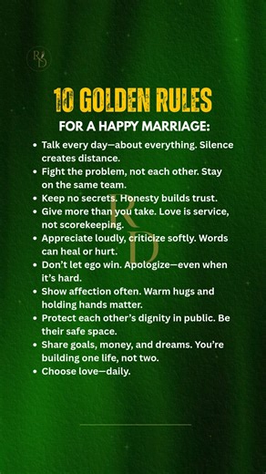 10 GOLDEN RULES FOR A HAPPY MARRIAGE: | Relationship guide