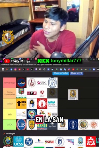 Tier list universidades Perú: opinión de Tony Millar sobre San Marcos