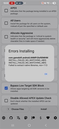 install with options INSTALL_FAILED_NO_MATCHING_ABIS: