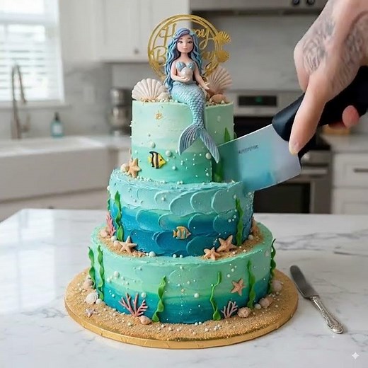 Cutting Open The Ocean Cake Surprise!