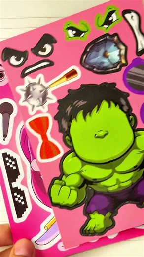 Marvel Comics Chibi Hulk Dress Up Stickers Asmr Diy #hulk #asmr #shorts #handmade