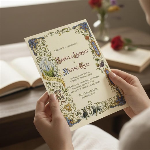 Illuminated Medieval Wedding Invitation Template – Renaissance Manuscript Style Canva Invite, Printable 5x7, A4, A5 - Etsy Canada