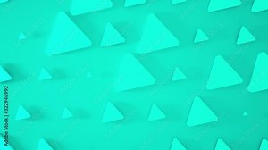Abstract 3D mint triangle scale and rotating around. Animation shapes background. 4k render footage. Seamless loop.