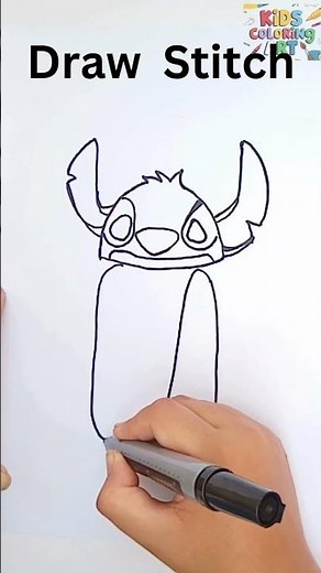 How to Draw Stitch easy👾🎨 | Easy Cartoon Character Drawing for kids | Step by step simple tutorial