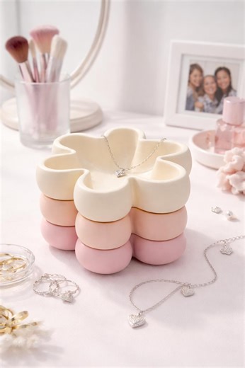 Stackable Flower Trinket Trays | Ombre Jewelry Organizer, Desk Decor - Etsy