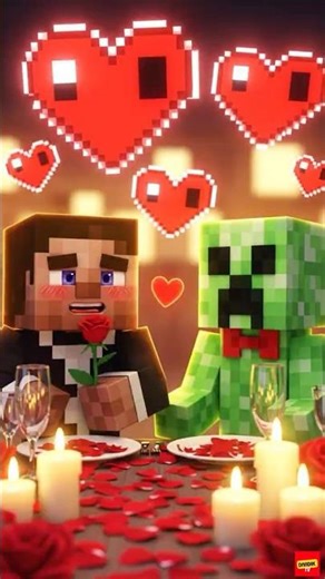 The MOST ROMANTIC Minecraft Date Ever 🥰💥#shorts #minecraft #creeper #steve #lovestory