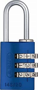 ABUS 145/20 Non-TSA Small Combination Lock for Luggage, Backpack, Resettable, Blue
