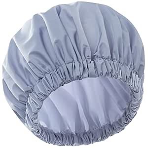 Reusable Shower Cap for Women, Large Waterproof Shower Essentials Bonnet Washable Elastic Band Bath Hair Wrap Hat for Long Hair, Braids(Gray)