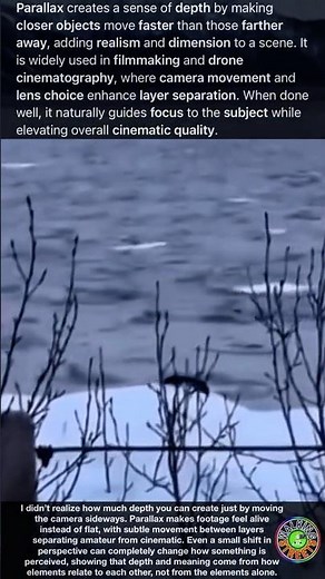 Parallax creates a sense of depth by making closer objects move faster than those farther away