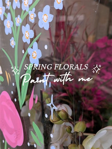 Spring Window Art Design with Flowers