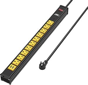 CRST 10-Outlet Heavy Duty Power Strip Surge Protector with USB(3.4A) 6 Feet Extension Cord with Mounting Brackets 15A Circuit Breaker 1500 Joules