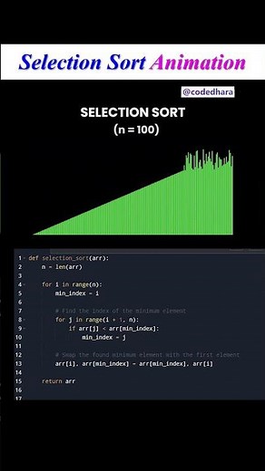 Selection Sort Animation Explained in 6 Seconds! #shorts #youtubeshorts #viral #python #coding