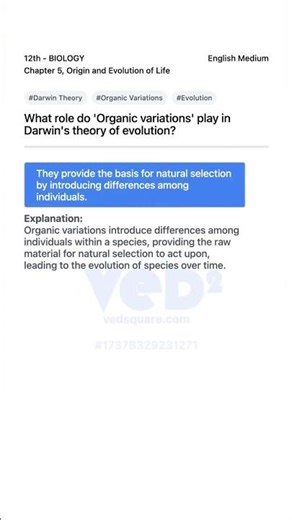 Darwins Theory Organic Variations Role Explained