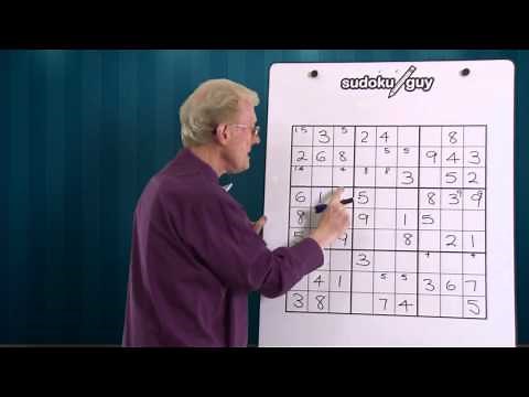 Lesson 6. Sudoku Rule of exclusion. 2 empty cells hint for small numbers.