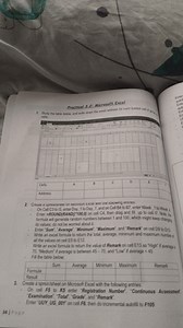 Practical 3.2: Microsoft Excel1. Study the table below, and wr... | Filo