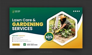 Premium Vector | Lawn care and garden service YouTube video thumbnail design social media cover or post template
