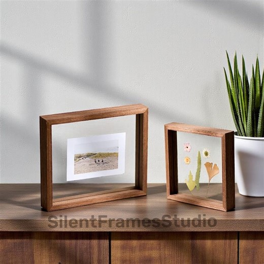 Floating Picture Double-sided Frame With Glass Backing - Etsy
