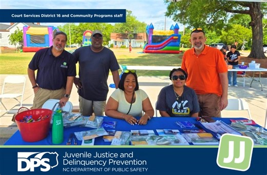 Division of Juvenile Justice and Delinquency Prevention (DJJDP) staff are actively supporting community safety through outreach events across North Carolina. Recent efforts include distributing gun locks, promoting NC SAFE (Secure All Firearms Effectively) and participating in meaningful discussions about safe firearm storage and youth wellness. 📍 In Scotland County, staff from Court Services District 16 and DJJDP Community Programs staff participated in a community event hosted by the local St