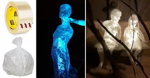 DIY Halloween Decor Idea - Packing Tape Ghosts