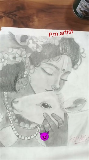 Drawing of krishna ji 👍#art #drawing #sketch #grephite