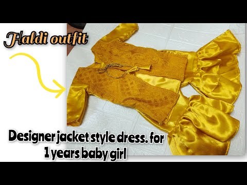 12 months baby dress|| 💛jacket style cutting and stitching video